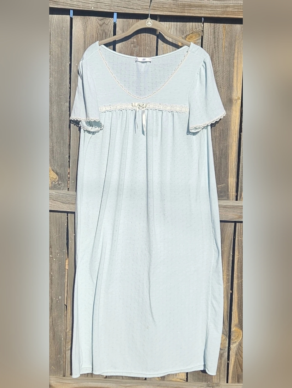 Vintage 90s Nightgown Long House Dress Sleep Dress Blue Cottagecore Grandma M/L